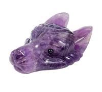 Lovionus89 Statue en Pierre Naturelle en Forme de tête de Loup, Mini Sculpture en Cristal pour la thérapie Animale, Bijoux DIY avec Trou, Améthyste
