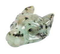Lovionus89 Statue en Pierre Naturelle en Forme de tête de Loup, Mini Sculpture en Cristal pour la thérapie Animale, Bijoux DIY avec Trou, Jaspe de sésame
