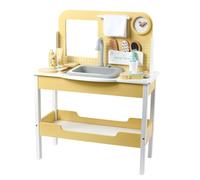 LOVIVER 1 Ensemble Coiffeuse Enfant Bois avec Miroir Lavabo Factice Robinet Table Rangement Accessoires Coiffure et Cosmétique Matériaux Durables Adapté aux Jeux Libres Chambre Lecture