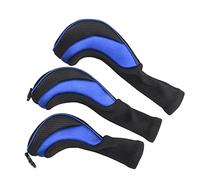 LOVIVER 3Pcs Golf Club Head Cover Set # 1 3 5 Driver Woods Headcovers avec étiquettes Golf Accessoires Club Protection Hybrid Head Cover Set Long Neck, Bleu