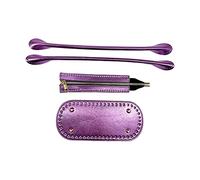 LOVIVER 3pcs / Set Fond de Sac au Crochet avec poignées, Coussin inférieur Ovale en Cuir PU avec Alliage pour Sac à Main Bricolage, Sac au Crochet, Violet