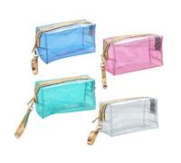 LOVIVER 4 Pièces Sacs Cosmétiques Portables, Trousse de Toilette À Glissière Pochette de avec Sangle de Poignée, Trousse de Toilette Femme Trousse de, Violet