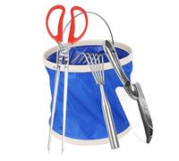 LOVIVER 4 Pinces à Crabe avec râteau, Pelle, Seau, Pince à Fruits de mer légère, Pince à déchets pour anguilles, Poissons, anguilles, Retirer Les crabes