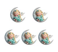 LOVIVER 5 pièces Ornements de Mignonnes suspendues décorations 2D Panneaux Plats Artisanat fournit des pendentifs acryliques pour la Maison de
