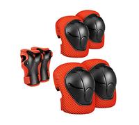 LOVIVER 6 Pièces Protection Enfants Générale Genouillère Coudière Garde Poignet Fermeture Élastique Adaptée Aux Garçons Filles Activités Sportives Randonnée S, Rouge