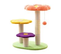 LOVIVER à Fleurs, Protection de Meubles, Poteau à gratter Vertical à 3 Niveaux pour Chats d'intérieur pour Chatons et Chats, Orange