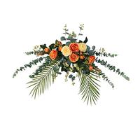 LOVIVER Arrangement de pièce maîtresse de Toile de Fond de Fausse décoration Florale Polyvalent pour la cérémonie de fiançailles Cour Ferme Mariage en Plein, Orange