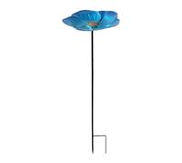 LOVIVER Bain d'oiseaux sur Pied Mangeoire Décorative Abreuvoir pour Oiseaux Forme de Fleur en Fer Solide Convenable pour La Décoration du Jardin et du, Bleu
