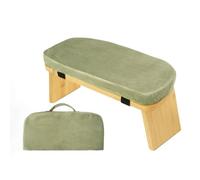 LOVIVER Banc de Méditation Siège Tabouret Agenouilloir à Genoux Bambou et Acier Surface Textile Douce au Toucher Structure Bois Anglée Adapté à Méditation, Vert Sauge, 8 Avec Sac