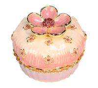 LOVIVER Boîte à Bijoux émaillée à charnière, boîte à Bijoux décorative, Organisateur de Souvenirs, de Rangement pour bibelots, pour, Bureau, Cadeau, Rose