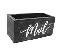 LOVIVER Boîte aux lettres en bois, panier à courrier léger, organiseur de bureau pour dossiers, fournitures de bureau, maison, Noir