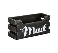 LOVIVER Boîte de rangement pour courrier en bois, panier à courrier vintage noir, fait à la main, décoratif, multifonctionnel, compact