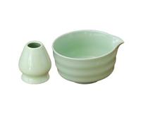 LOVIVER Bol à thé avec bec verseur, 2 pièces, cérémonie Matcha faite à la main avec porte-fouet, bol Matcha traditionnel japonais pour débutant, vert clair