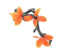 LOVIVER Branche d'angle pour Reptiles, décoration de Branche d'arbre, décoration d'habitat décoratif, lézard Artificiel, Aquarium, Gecko, Plante ornementale, Feuilles D'oranger