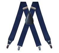 LOVIVER Bretelles pour hommes élastiques x style avec 4 clips 1,38 pouces de large Couleur unie Taille Convient à tous les pantalons résistants réglables, Bleu foncé