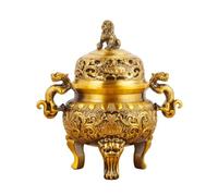 LOVIVER Brûleur D'encens Sculpté Encensoir Brûleur D'encens en Céramique, Apaisant, Brûle-Parfum, pr, Collectionneurs, Jaune, 24.5CM