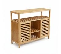 LOVIVER Buffet de Rangement en Bambou Armoire Meuble de Rangement Bahut Conception Compacte pour Espaces Restreints à Lattes pour Ventilation et Esthétique Adapté à Séjour Location Meublée