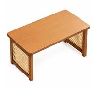 LOVIVER Bureau Bas Pliant Table de Basse Pliable Table à Thé Tatami Bambou avec Panneaux Ajourés Arrondis Compact sans Installation Adapté au Salon Chambre Fenêtre en, 80cm, Couleur Originale