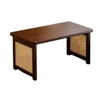 LOVIVER Bureau Bas Pliant Table de Basse Pliable Table à Thé Tatami Bambou avec Panneaux Ajourés Arrondis Compact sans Installation Adapté au Salon Chambre Fenêtre en, 60cm, Noyer