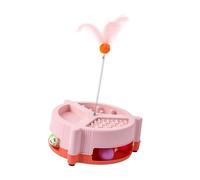 LOVIVER Cat Jouet Rouleau s'auto-Jeu avec Les Bols d'eau et de Nourriture IQ Traning Cat Track Toy Kitten pour la Poursuite de l'interaction à gratter, Rouge