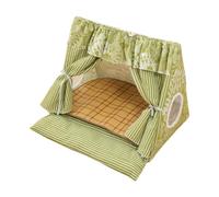 LOVIVER Cat Tente Maison tipi Mignon nichée Vide Respirante, été, avec Rideau de Porte Lavable pour Chien créatif lit de Tente pour Chaton, Vert