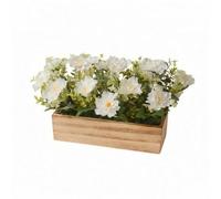LOVIVER Centre Table Floral Style Campagne Rectangulaire, Composition Florale Jardinière en Bois, Compact, Fleurs Soie en Pot Bois, pr Mariage,