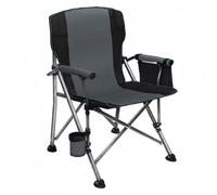 LOVIVER Chaise Pliante Extérieure Chaise de Camping Fauteuil Pliant Siège Portable Dossier Haut Ergonomique Structure Renforcée Connexions Triplées Verrou, Gris