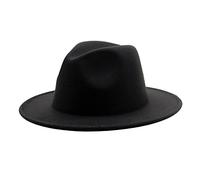 LOVIVER Chapeau Fedora Deux Tons, Patchwork Thermique Doux Respirant Épaissi Chapeau Chapeau Panama en Feutre Décontracté pour Scène Performance Party, Noir