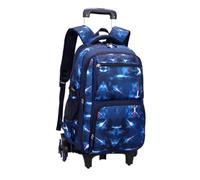 LOVIVER Chariot Écolier Sac à Dos à Roulettes Cartable Valise Élève Trolley Étudiant avec Roues Monte-escaliers en Nylon et Polyester Rangement Organisé pour, Bleu, 6-Roues Space