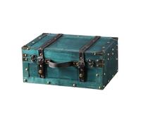 LOVIVER Coffre de Rangement Vintage Boîte Décorative Rétro Coffre en Bois Valise Ancienne Boîte à Trésors Design Nostalgique Accessoire Photo Rangement, Vert Émeraude, Grand