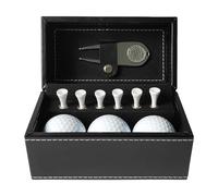 LOVIVER Coffret Cadeau de Balle de Golf, 6 Tees de Golf avec étui en PU, balles de 42,67 mm, Cadeau de Golf pour Hommes, 3 balles de Golf pour Terrain de Golf, Outil de Remontage Argent