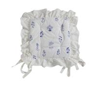 LOVIVER Coussin de Chaise à Volants, Coussin de siège élégant et Polyvalent, imprimé Floral, pour Jardin, Maison, Campagne, Ferme, décoration, Fleur Bleue