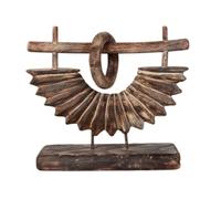 LOVIVER Décoration d'Armoire Sculpture Bois Ornement Table Objet Art Rustique Élément Sculptural avec Anneau Central et Tige Horizontale Convient à Étagères Manteaux de Cheminée Entrées