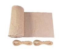 LOVIVER Décoration en Toile de Jute Tissée Lâche, Nappe en Jute avec 2 Rouleaux Ficelle, Ornement de Table en Rouleau de Toile de Jute pour Sets de Ferme et de Mariage