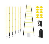 LOVIVER Échelle d'Agilité Pack Entraînement, Ensemble De Kit D Entraînement Avec Échelle D Agilité, Cônes De Marquage, Cordes À Sauter Et Piquets De Slalom Jaunes