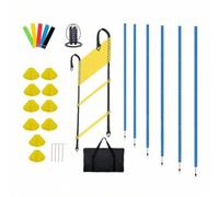 LOVIVER Échelle d'Agilité Pack Entraînement, Ensemble De Kit D Entraînement Avec Échelle D Agilité, Cônes De Marquage, Cordes À Sauter Et Piquets De Slalom Bleus