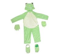 LOVIVER Ensemble de Costume de Grenouille pour Enfants, Combinaison, Capuche, Gants et Couvre-chaussures pour Le Jeu de Rôle Des Vacances, M