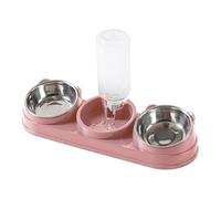 LOVIVER Ensemble de Gamelles Triples pour Chat, Mangeoire 3 en 1 avec Distributeur d'eau, Distributeur Nourriture Sèche et Humide, Mangeoire Anti-Glissement pour Chiots, Chats et Lapins, Rose