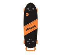LOVIVER Équipement de Sport pour Enfants Planche de Glisse Surfskate Push Ride Deck Long Arrondi Quatre Roues et Poignées Courbées Surface Graphique Thème, Noir, Orange