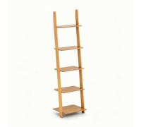 LOVIVER Étagère d'angle Murale Échelle Étagère Bibliothèque Rangement Bambou Naturel avec Cinq Niveaux Plats de 13 Cm à 30 Cm Structure Stable avec Fixation