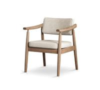 LOVIVER Fauteuil Capitonné Tissu Chaise Siège Bergère avec Coussin de Dos Rectangulaire et Assise Moelleuse en Velours Côtelé Cadre en Bois de Frêne Adapté à, Blanc Cassé