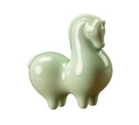 LOVIVER Figurine de cheval mignonne, ornement fait main, décoration créative pour le Nouvel An chinois, statue de cheval en céramique pour vitrine, table ou, Duvet Vert Clair