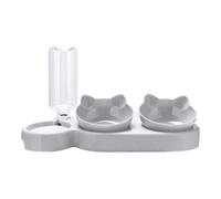 LOVIVER Gamelles triples pour Chat, gamelles automatiques antidérapantes et surélevées pour Chiots, pour, Nourriture sèche et Humide, Gris Clair
