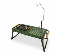 LOVIVER Grill Extérieur Pliable Table de Réchaud Surface de Préparation Convertible Cadre Stable Alliage Acier Carbone Démontable Adapté aux Repas en Plein, Petit, Vert