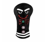 LOVIVER Housse de Club de Golf Couvre-Bois Protection Capuchon Visage Cartoon Brodé avec Sourire et Nœud en Extérieur Similicuir Maintien Sûr par Ouverture