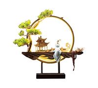 LOVIVER Lampe à LED Brûleur d'encens à Reflux Figurine de Style Chinois Traditionnel Fontaine à Reflux Paysage Décor Artisanat Porte-encens pour Cadeau à la, Style J
