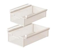 LOVIVER Lot de 2 Panier de Rangement Coulissant sous Étagère, Organiseurs Polyvalents pour Tiroirs de Bureau, Support Métallique Suspendu pour Placard de Cuisine, 35x38x12cm+45x38x12cm