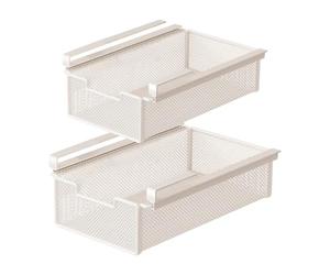 LOVIVER Lot de 2 Panier de Rangement Coulissant sous Étagère, Organiseurs Polyvalents pour Tiroirs de Bureau, Support Métallique Suspendu pour Placard de Cuisine, 35x38x12cm+45x38x12cm