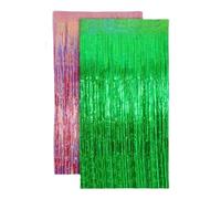 LOVIVER Lot de 2 rideaux à franges, décorations pratiques, banderoles fantaisie, 99 x 200 cm, pour anniversaires, fêtes et autres événements, Rose Vert