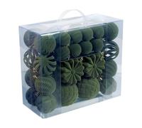 LOVIVER Lot de 48 Boules de Noël en Velours, Ornements Suspendus de Sapin avec Attaches, Set de Décoration pour Arbre de Noël et Fêtes, Idéales comme Cadeau de Fiançailles, Vert Armée